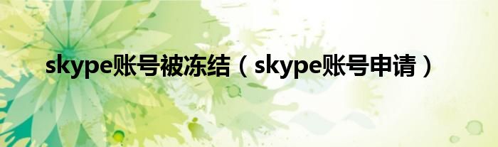 skype账号被冻结（skype账号申请）