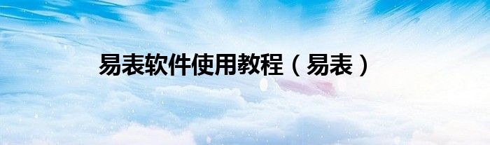 易表软件使用教程（易表）