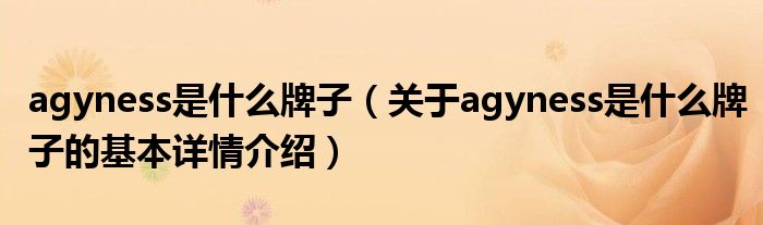agyness是什么牌子（关于agyness是什么牌子的基本详情介绍）