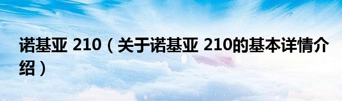 诺基亚 210（关于诺基亚 210的基本详情介绍）