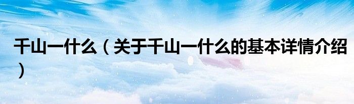 千山一什么（关于千山一什么的基本详情介绍）