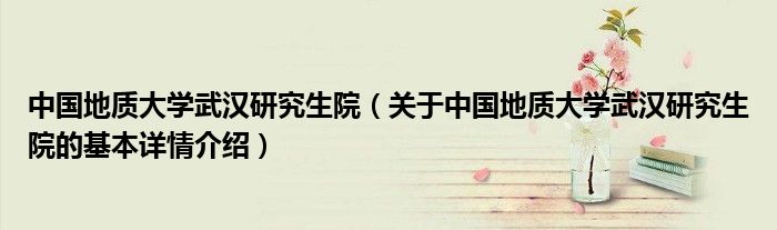 中国地质大学武汉研究生院（关于中国地质大学武汉研究生院的基本详情介绍）