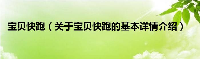 宝贝快跑（关于宝贝快跑的基本详情介绍）