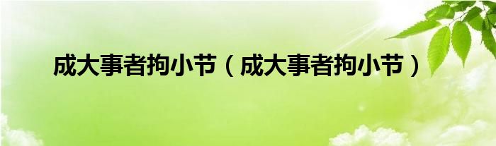 成大事者拘小节（成大事者拘小节）