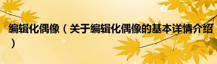 编辑化偶像（关于编辑化偶像的基本详情介绍）