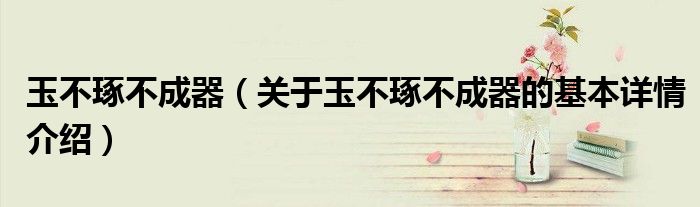 玉不琢不成器（关于玉不琢不成器的基本详情介绍）