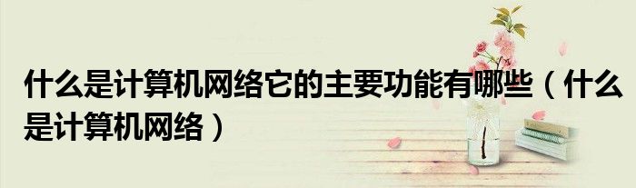 什么是计算机网络它的主要功能有哪些（什么是计算机网络）