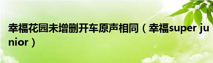 幸福花园未增删开车原声相同（幸福super junior）