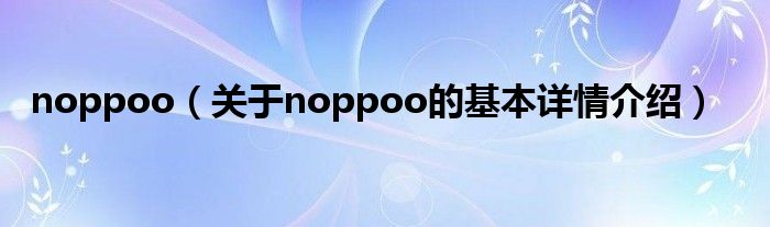 noppoo（关于noppoo的基本详情介绍）
