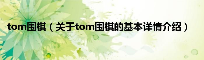tom围棋（关于tom围棋的基本详情介绍）