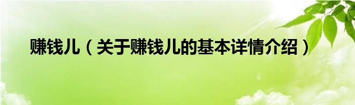 赚钱儿（关于赚钱儿的基本详情介绍）