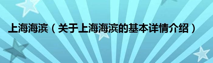 上海海滨（关于上海海滨的基本详情介绍）