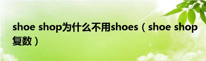 shoe shop为什么不用shoes（shoe shop复数）