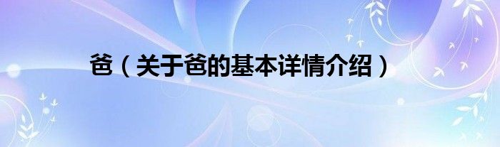 爸（关于爸的基本详情介绍）