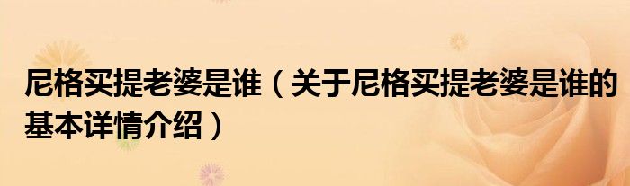 尼格买提老婆是谁（关于尼格买提老婆是谁的基本详情介绍）