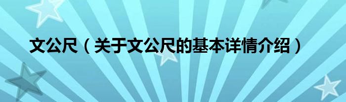 文公尺（关于文公尺的基本详情介绍）