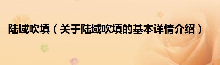 陆域吹填（关于陆域吹填的基本详情介绍）
