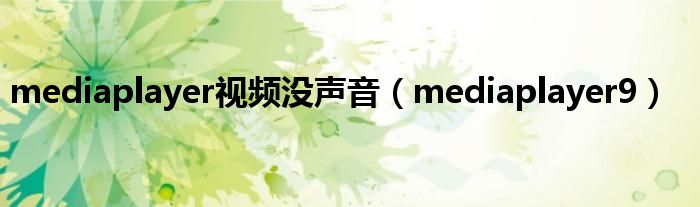 mediaplayer视频没声音（mediaplayer9）
