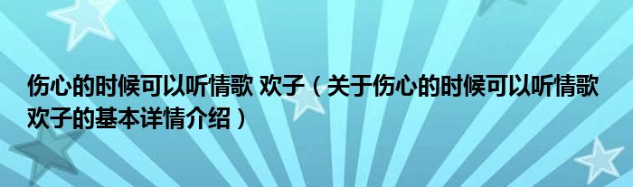 伤心的时候可以听情歌 欢子（关于伤心的时候可以听情歌 欢子的基本详情介绍）