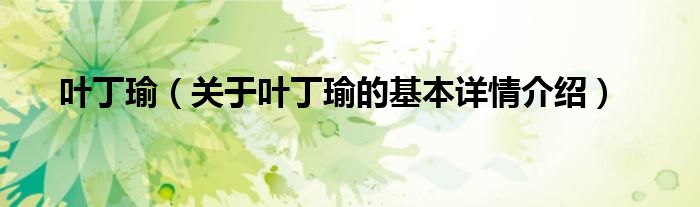 叶丁瑜（关于叶丁瑜的基本详情介绍）