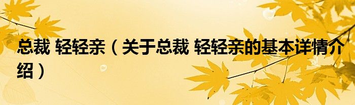 总裁 轻轻亲（关于总裁 轻轻亲的基本详情介绍）