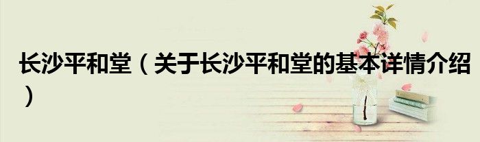 长沙平和堂（关于长沙平和堂的基本详情介绍）