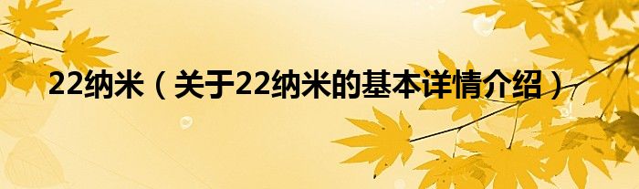 22纳米（关于22纳米的基本详情介绍）