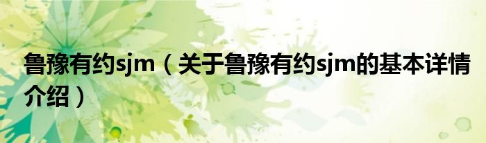 鲁豫有约sjm（关于鲁豫有约sjm的基本详情介绍）
