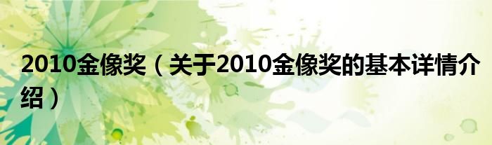 2010金像奖（关于2010金像奖的基本详情介绍）