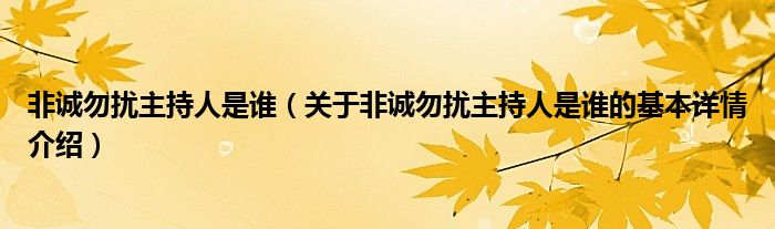 非诚勿扰主持人是谁（关于非诚勿扰主持人是谁的基本详情介绍）