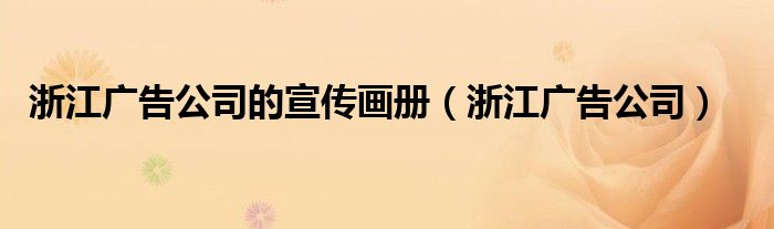 浙江广告公司的宣传画册（浙江广告公司）
