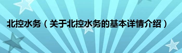 北控水务（关于北控水务的基本详情介绍）