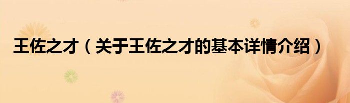 王佐之才（关于王佐之才的基本详情介绍）