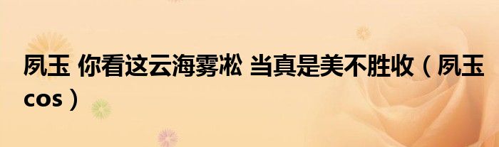 夙玉 你看这云海雾凇 当真是美不胜收（夙玉cos）