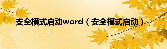 安全模式启动word（安全模式启动）