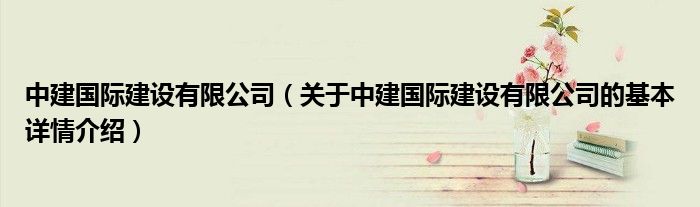 中建国际建设有限公司（关于中建国际建设有限公司的基本详情介绍）
