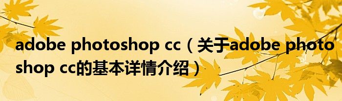 adobe photoshop cc（关于adobe photoshop cc的基本详情介绍）
