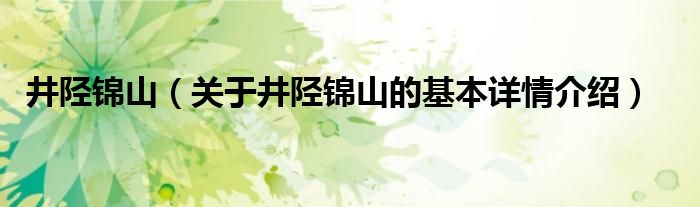 井陉锦山（关于井陉锦山的基本详情介绍）