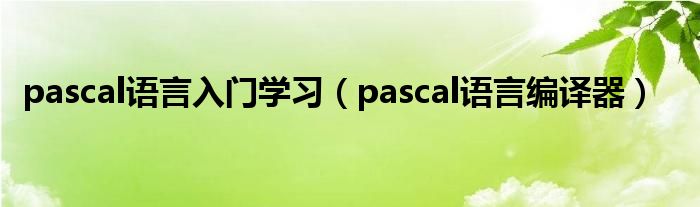 pascal语言入门学习（pascal语言编译器）