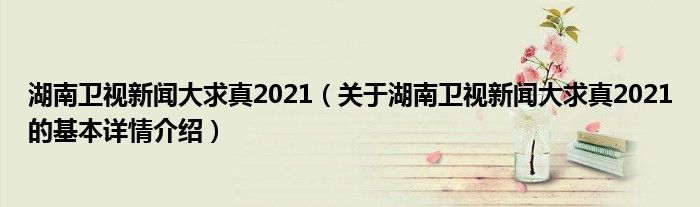 湖南卫视新闻大求真2021（关于湖南卫视新闻大求真2021的基本详情介绍）
