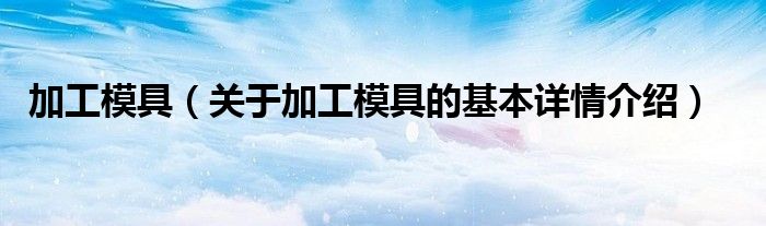 加工模具（关于加工模具的基本详情介绍）