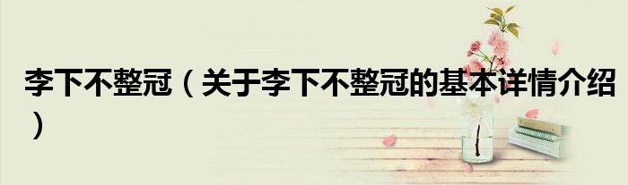 李下不整冠（关于李下不整冠的基本详情介绍）