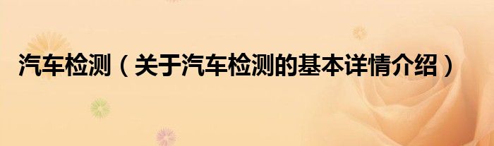 汽车检测（关于汽车检测的基本详情介绍）