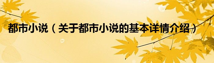 都市小说（关于都市小说的基本详情介绍）