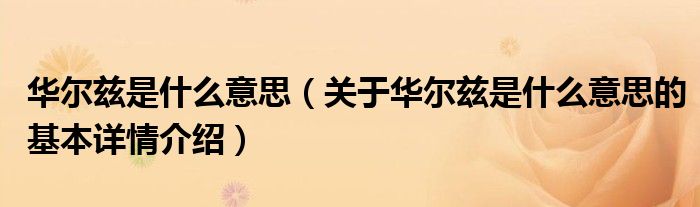 华尔兹是什么意思（关于华尔兹是什么意思的基本详情介绍）