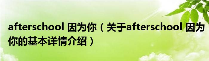 afterschool 因为你（关于afterschool 因为你的基本详情介绍）