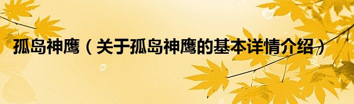 孤岛神鹰（关于孤岛神鹰的基本详情介绍）