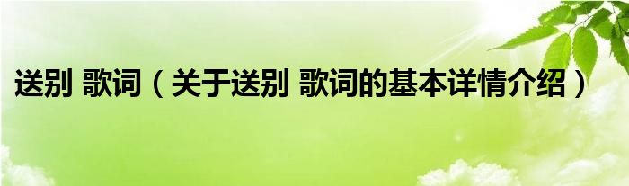 送别 歌词（关于送别 歌词的基本详情介绍）