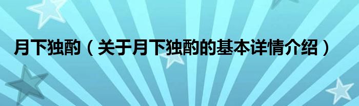 月下独酌（关于月下独酌的基本详情介绍）