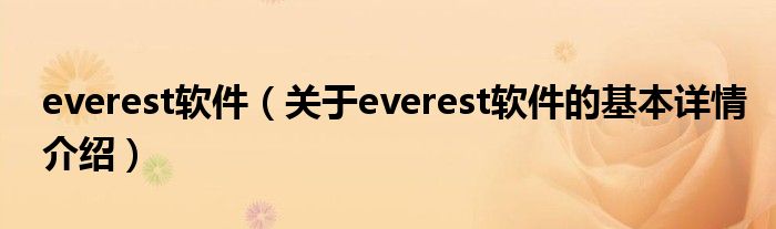 everest软件（关于everest软件的基本详情介绍）
